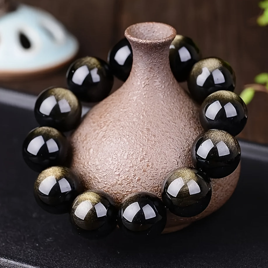 Natural Golden Obsidian Bracelet with Ethnic Style, Suitable for Both Men And Women. Perfect Gifts