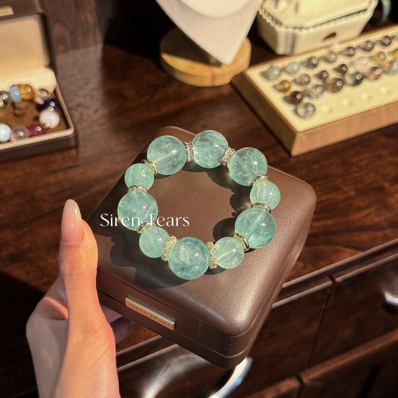 Natural Mambo Green Fluorite Bracelet for Women, Original Design Versatile New Year Beads