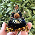 Natural Crystal Gravel Inlaid Pyramid, Exquisite Resin Handicraft for Desktop Home Decoration