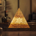 Yellow Crystal Wealth Pyramid Ornament, Energy Healing Feng Shui Decor for Home Office Shop, Attract Abundant Fortune Display