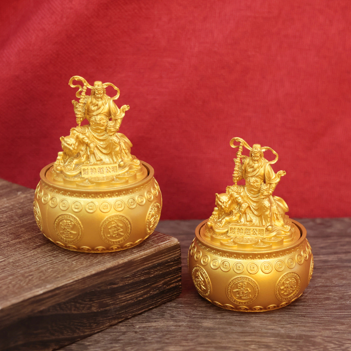 God of Wealth Zhao Gongming Rotating Treasure Basin Ornament, Wealth Attracting Decor for Living Room, Wine Cabinet, Office & Shop