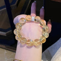 Natural Yellow Azeztulite Bracelet for Women, Large Size Citrine Beads,  Luxury Niche Delicate Jewelry