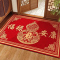 New Chinese Style Crystal Velvet Doormat, Fu Lu Peace & Health Floor Mat, Dust Removal Entryway Rug for Front Door & Hallway
