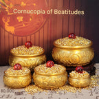 Brass Double Fish Treasure Basin Ornament, Eight Blessings Feng Shui Wealth Bowl with Gold Ingots, Entryway & Reception Desk Prosperity Decoration, Lucky Home Business Craft Gift