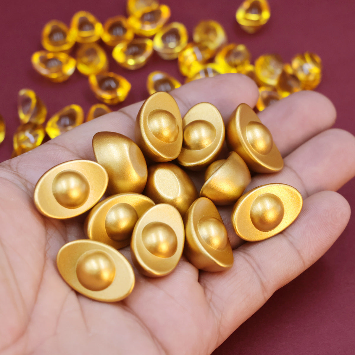 Solid Gold Ingot Ornaments, Mini Yuanbao Statues, Feng Shui Decor for God of Wealth Worship, Home Wealth & Treasure Decoration