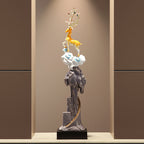 Tall Deer & Chinese Cabbage Ornament, Feng Shui Decor for Entryway Screen, Niche, Living Room & Office, Housewarming & Business Opening Gift