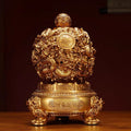 Nine Turns Qiankun Ding Brass Ornament, Dragon Mascot Statue for Living Room & Office, Prosperity Decor for Store Opening Housewarming Gift