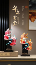 Koi Fish Feng Shui Ornament, Symbolizing Abundance & Smooth Sailing, Wealth Attracting Home Decor for Living Room, Wine Cabinet, TV Stand, Housewarming Gift