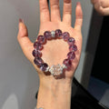 Natural Amethyst Azeztulite Bracelet for Women, Single Strand Minimalist Design, Fashionable Unique Jewelry, Perfect Best Friend Gift