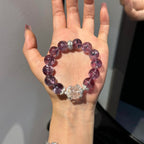 Natural Amethyst Azeztulite Bracelet for Women, Single Strand Minimalist Design, Fashionable Unique Jewelry, Perfect Best Friend Gift