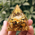 New Resin Craft with Crystal Chips Pyramid & Crystal Sphere, Decor Ornament for Home, Bedroom & Car
