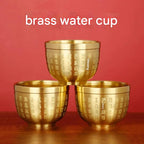 Small Brass Offering Cup for Water or Wine, Chinese God of Wealth & Buddha Altar Supply, Home Tabletop Decoration