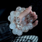 Natural White Azeztulite & Smoky Quartz Bracelet for Women, Single Strand Brazilian Crystal Jewelry, Gift Ready