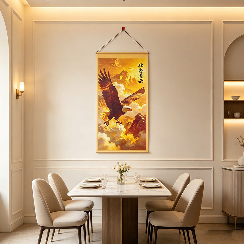 Nuevo Pergamino Colgante "Ambición Elevándose Alto", Gran Prospecto Arte de Pared Estilo Chino, Decoración para Sala de Estar, Entrada, Oficina y Pasillo