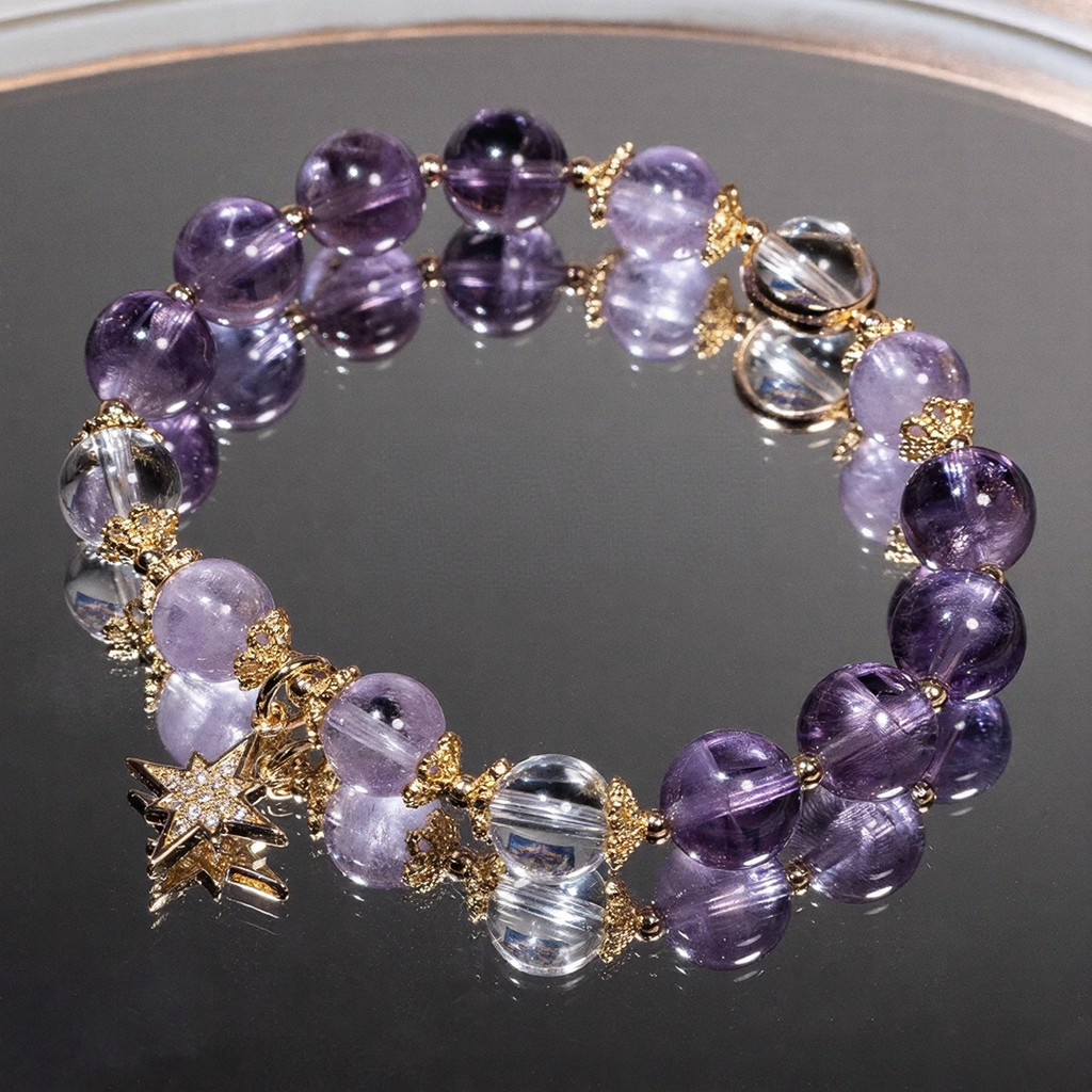 Natural Amethyst Bracelet for Women, Premium Crystal Jewelry for Students & Office Workers