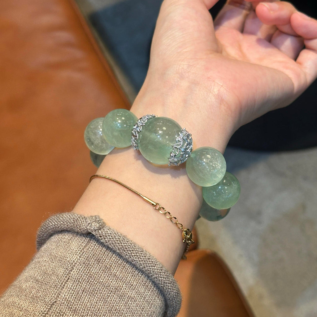 Natural Green Fluorite Bracelet for Women, Single Strand Beaded Jewelry, Delicate Daily Accessory