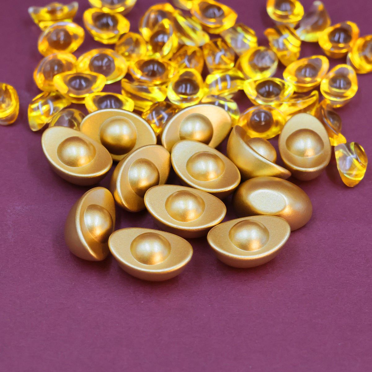 Solid Gold Ingot Ornaments, Mini Yuanbao Statues, Feng Shui Decor for God of Wealth Worship, Home Wealth & Treasure Decoration