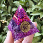 Crystal Chips Resin Pyramid, Handmade Ornament for Home & Office Decor, Gift