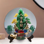 Jade Gourd Ornament, Wealth Attracting Feng Shui Decor, Eight Directions Fortune Tabletop Stand, Lucky Home Decor for Entryway, Living Room & Desk