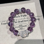 Natural Amethyst Azeztulite Bracelet for Women, Single Strand Minimalist Design, Fashionable Unique Jewelry, Perfect Best Friend Gift