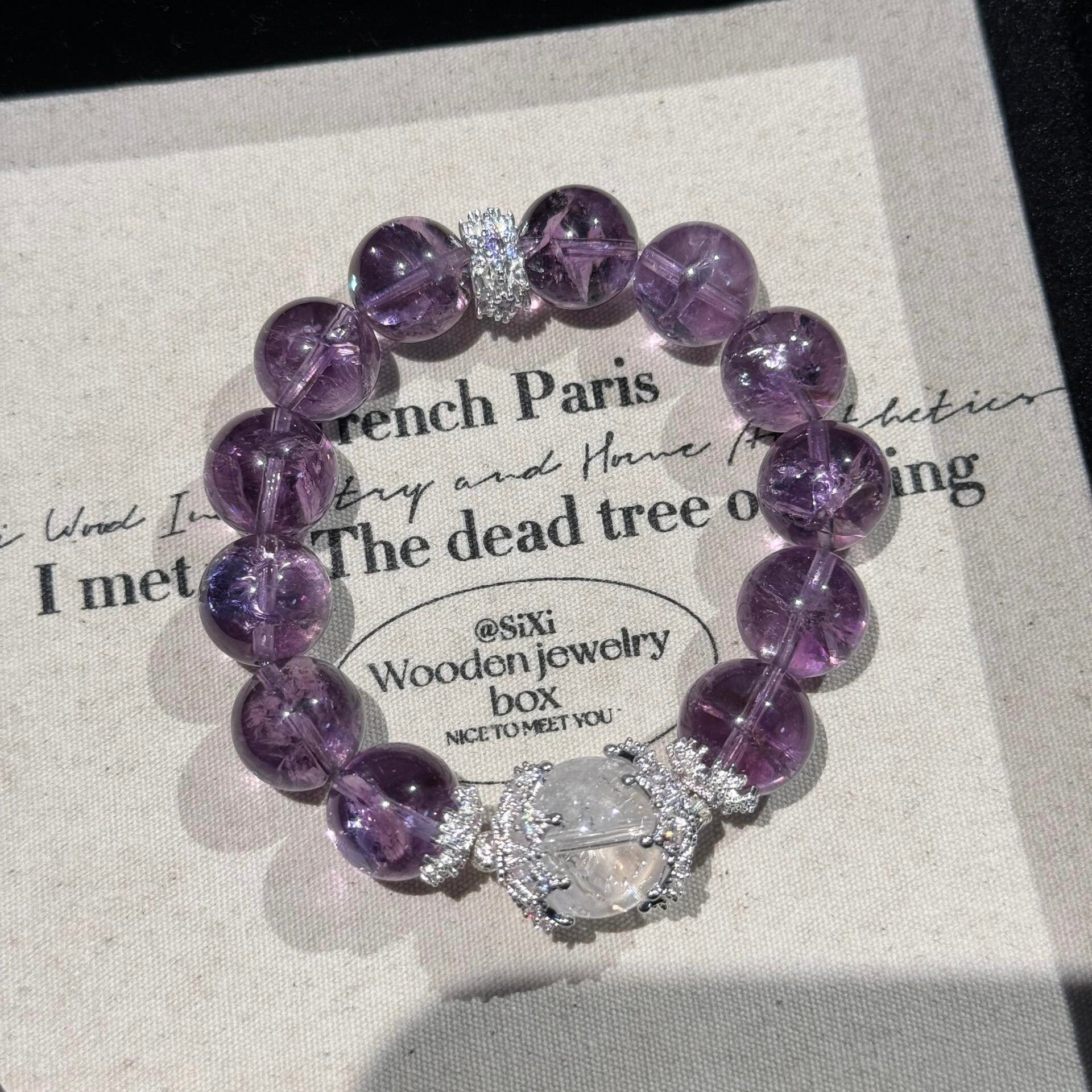 Natural Amethyst Azeztulite Bracelet for Women, Single Strand Minimalist Design, Fashionable Unique Jewelry, Perfect Best Friend Gift