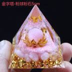 Resin Pyramid Ornament with Crystal Chips, Handmade Craft for Home Decoration