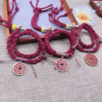 New Chinese Style Cinnabar Mountain Ghost Coin Double Wrap Bracelet Semi-Finished Handmade Rope