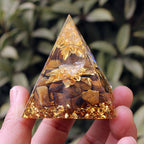 New Resin Craft with Crystal Chips Pyramid & Crystal Sphere, Decor Ornament for Home, Bedroom & Car