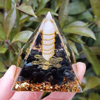 Crystal Chip Resin Pyramid, Handmade Craft Ornament for Home & Office Decor, Gift