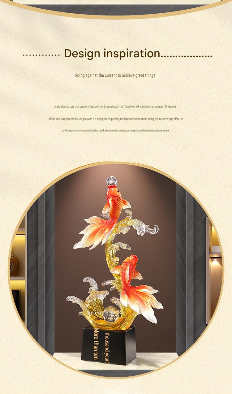 Luxury Large Koi Fish Ornament, Wealth & Abundance Feng Shui Decor, High-end Statue for Entryway, Living Room & Wall Niche, Housewarming Gift