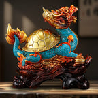 Dragon Turtle Feng Shui Ornament, Wealth Attracting Decor for Office Desk, Living Room & Entryway, Business Gift for Grand Opening & Housewarming