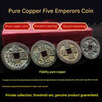 Genuine Pure Copper Five Emperor Coins, Loose Ancient Chinese Coins, Shunzhi Kangxi Yongzheng Qianlong Jiaqing Tongbao, Feng Shui Coins for Door Sill Decoration