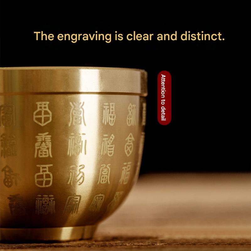 Small Brass Offering Cup for Water or Wine, Chinese God of Wealth & Buddha Altar Supply, Home Tabletop Decoration