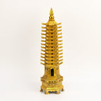 9/13 Layers Brass Wenchang Tower Statue, Feng Shui Pagoda Ornament, Study Desktop Decoration, Career & Academic Luck Home Office Decor