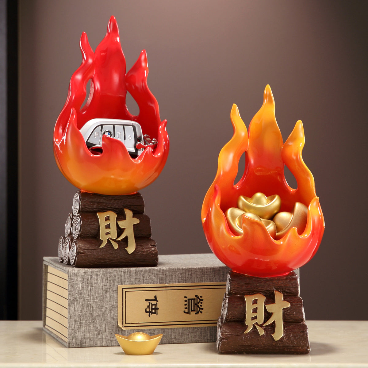 Red Prosperity Wealth Attracting Ornament, Feng Shui Decor for Living Room, Entryway, Wine Cabinet, TV Stand, Office & Shop, Perfect Housewarming & Opening Gift