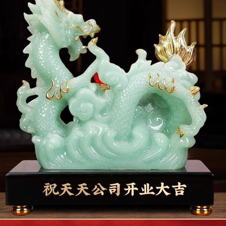 Zodiac Dragon Statue with Treasure Bowl, Wealth Attracting Dragon Figurine for Home Living Room Wine Cabinet Office Decor, Ideal Business Opening & Housewarming Gift