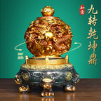 Rotatable Qiankun Ding Bronze Statue, Oriental Craft Tabletop Decoration for Home Entrance Boss Office, Prosperity Gift for Company Grand Opening Bulk Supply