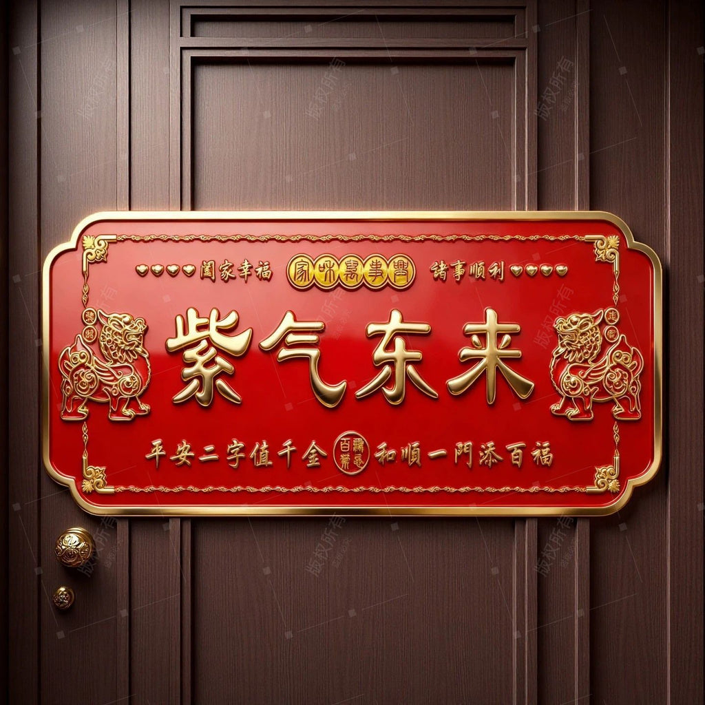 Purple Qi Arrives from East Wall Art Sticker, Self-Adhesive Metal Door & Corridor Living Room Decor Painting