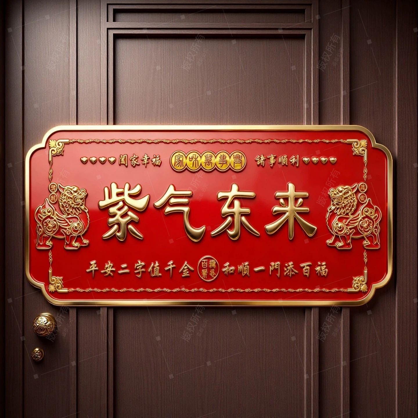 Purple Qi Arrives from East Wall Art Sticker, Self-Adhesive Metal Door & Corridor Living Room Decor Painting