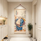 Chinese Style Maitreya Buddha Painting, New Chinese Wall Art, Blessing Wall Hanging for Entryway, Tea Room & Dining Room Decor