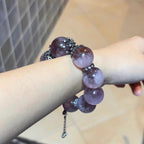 Natural Large Bead Purple Rabbit Hair Crystal Bracelet for Women Bracelet Gift
