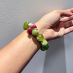Natural Serpentine Grape Milk Cap Crystal Bracelet for Women, Single Strand Wenwan Jewelry with Rhodonite Running Ring