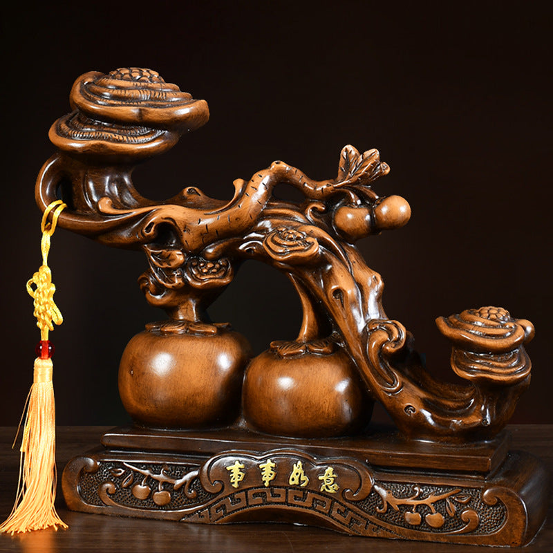 Chinese Style Ruyi Feng Shui Ornament, Good Luck Decor for Living Room, Entryway, Wine Cabinet & TV Stand, Gift for Housewarming & Business Opening