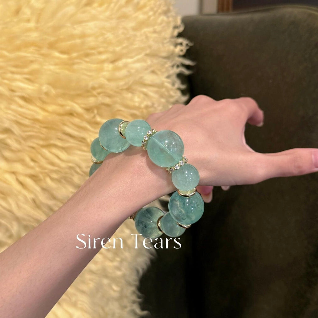 Natural Mambo Green Fluorite Bracelet for Women, Original Design Versatile New Year Beads