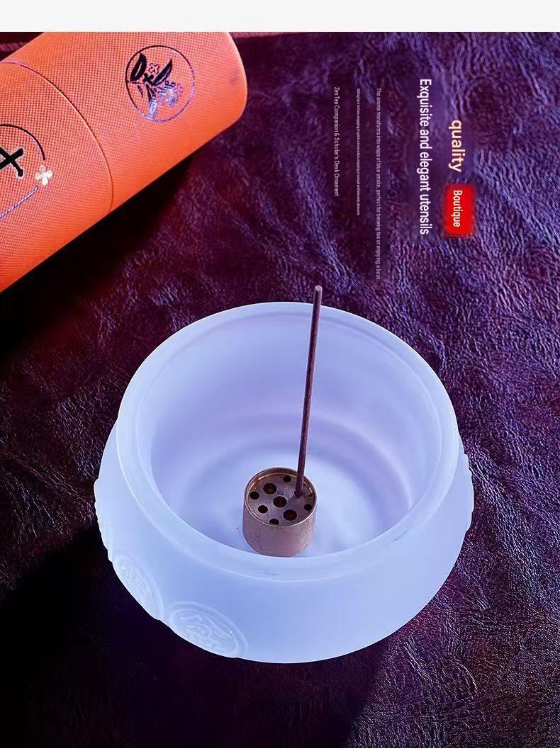 Liuli Treasure Bowl Incense Burner, Lucky Feng Shui Ornament, Wealth Attracting Decorative Censer, Auspicious Home Decoration & Gift