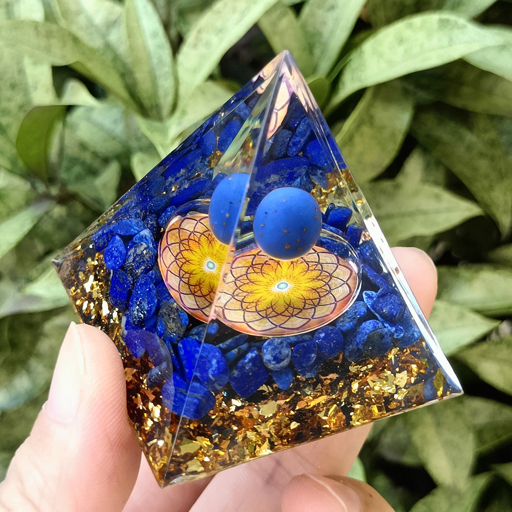 Resin Crystal Chip Pyramid Ornament, Handmade Craft for Home & Office Decor, Ideal Gift