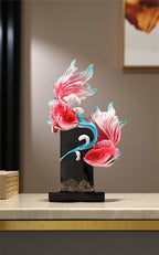 Koi Fish Feng Shui Ornament, Symbolizing Abundance & Smooth Sailing, Wealth Attracting Home Decor for Living Room, Wine Cabinet, TV Stand, Housewarming Gift