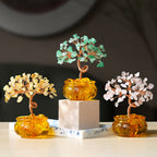 Natural Citrine Money Tree Glass Ingot Treasure Bowl Crystal Tree Desktop Ornament