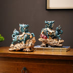 A Pair of Fire Qilin Ornaments, Resin Auspicious Beast Statue, Home Office Entrance Wine Cabinet Decor, Housewarming Business Opening Gift