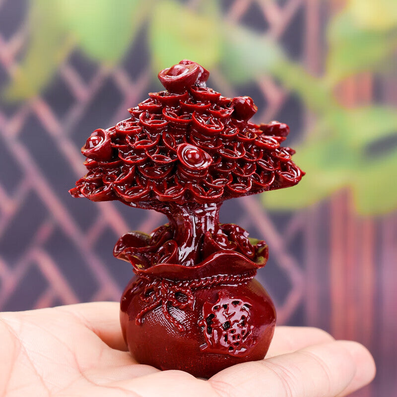 Purple Cinnabar Fortune Tree Ornament, Smooth Sailing Lucky Money Tree Decor, Home & Car Interior Display